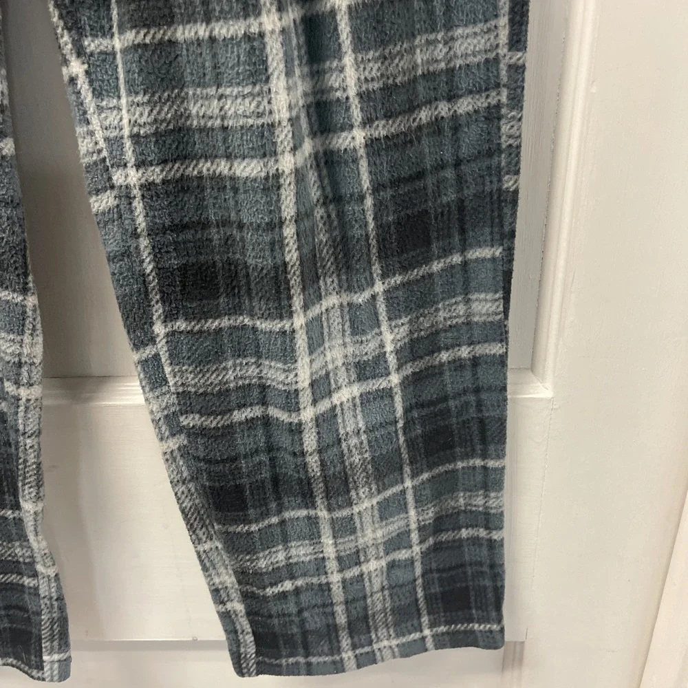 Lucky Brand Mens Blue Plaid Fleece Pajama Pants Sleepwear Large